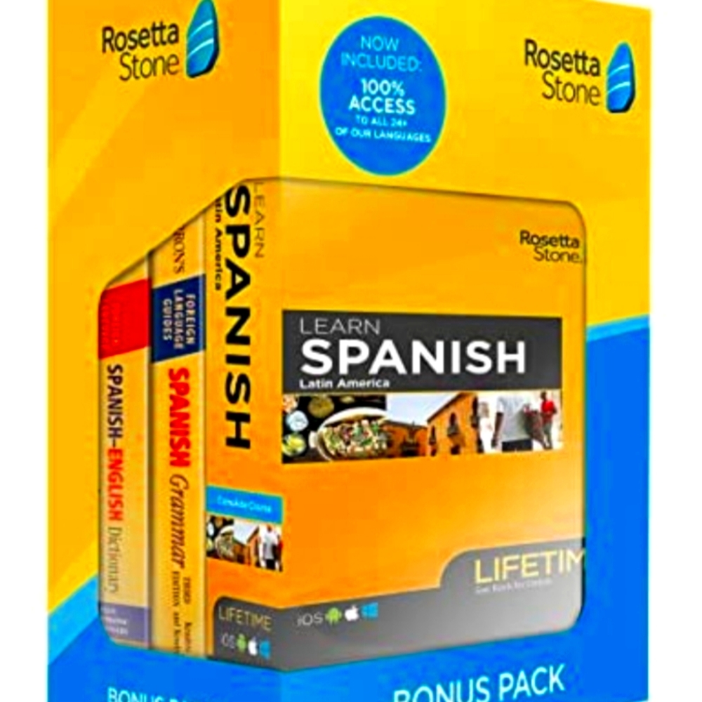 Rosetta Stone Learn Spanish Bonus Pack Bundle| Lifetime Online Access + Grammar